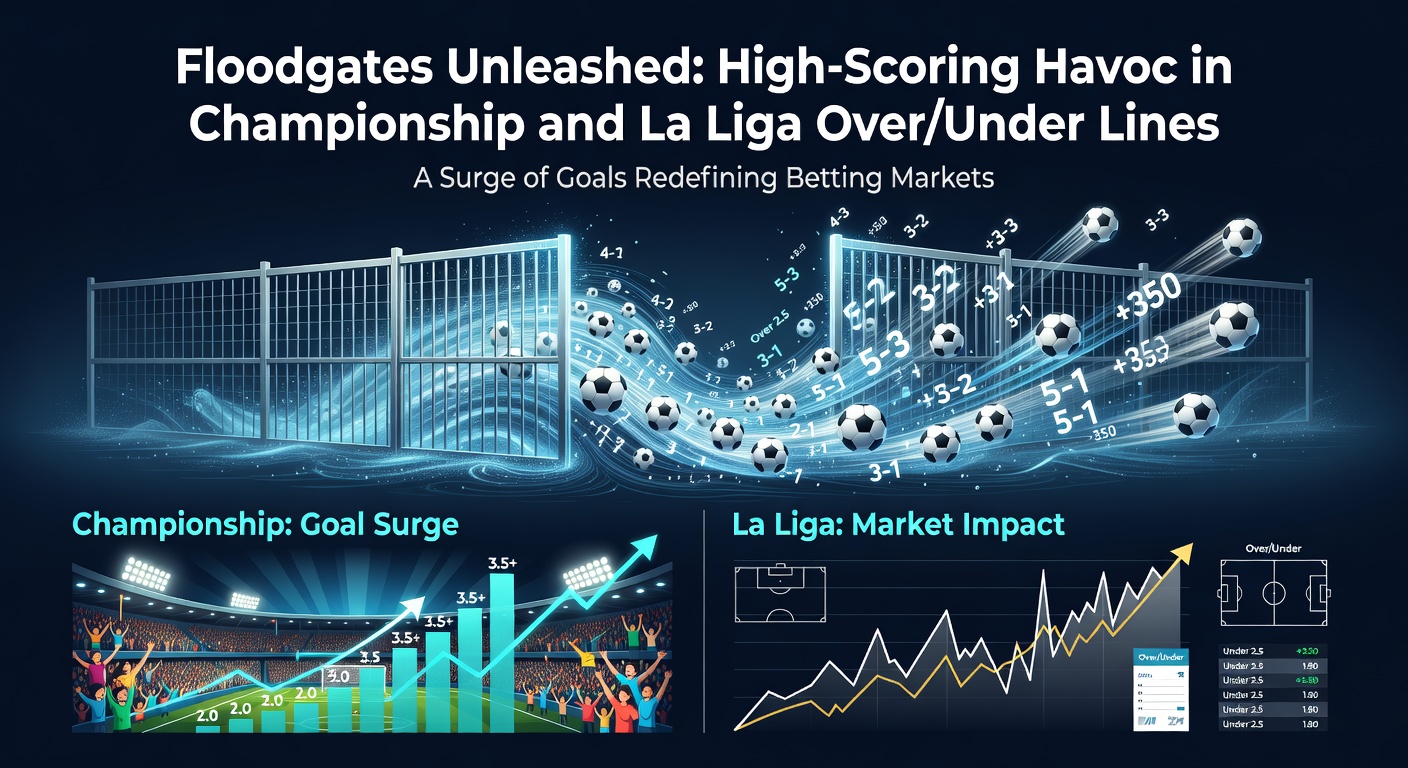 High-intensity La Liga action with players celebrating a goal amid a packed stadium, illustrating the flood of scores in Spanish top-flight battles