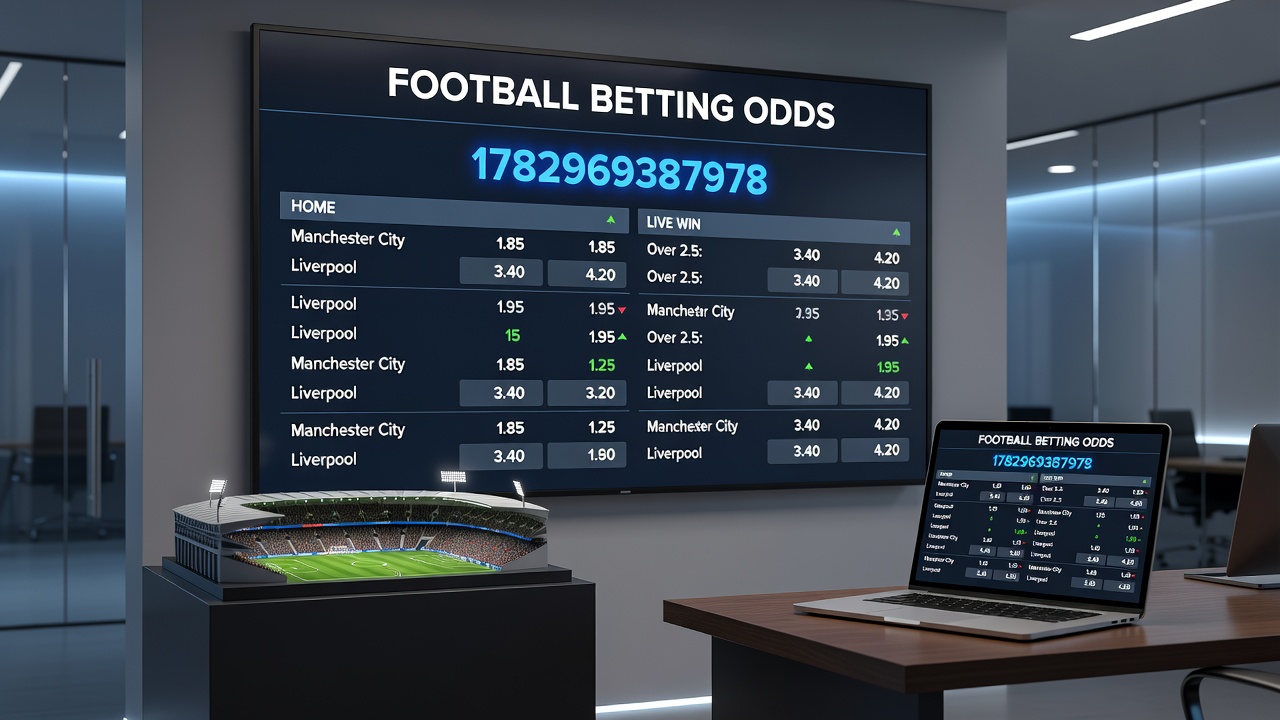 Live trading desk monitoring real-time football match data and adjusting accumulator odds during evening fixtures