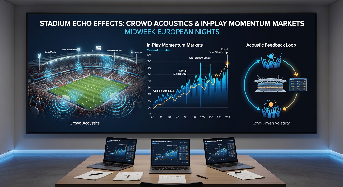 Close-up of crowd stands during a tense European night match illustrating acoustic wave patterns affecting pitch play